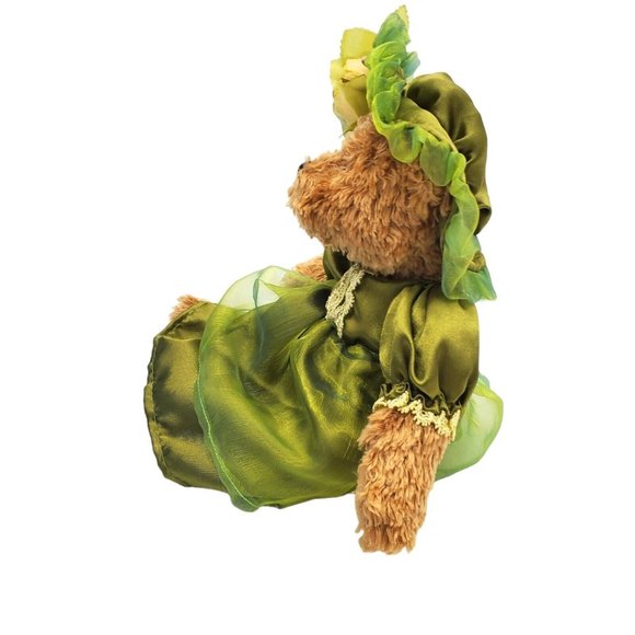 VTG Dan Dee Victorian‎ Teddy Bear Plush Green Dress Hat Louis DeMas Stuffed Toy - Picture 5 of 6